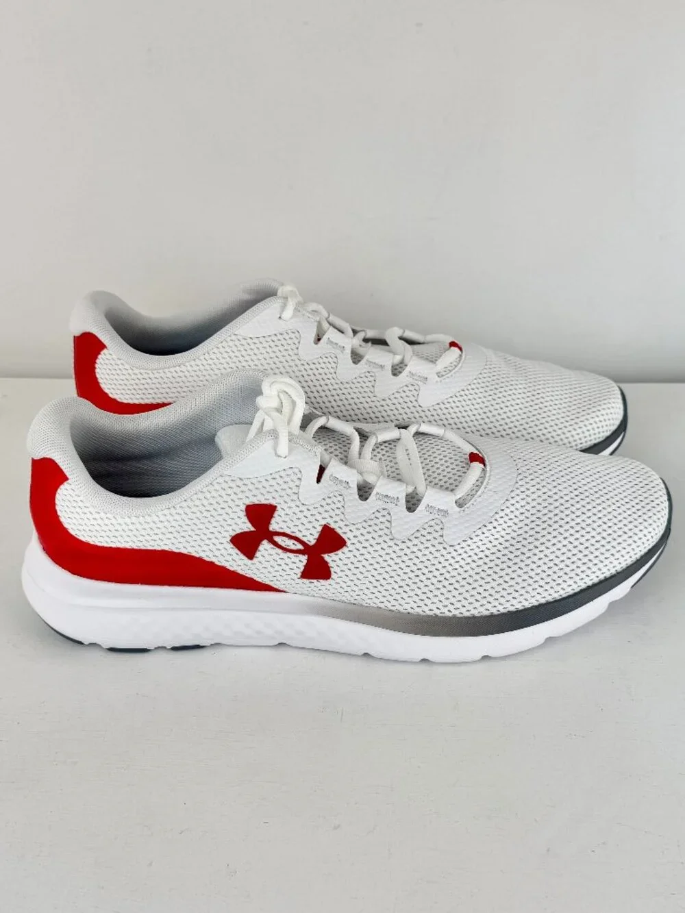 Men's 12 - Under Armour UA Charged Impulse 3 Running Shoe -White/Red 3025421-108